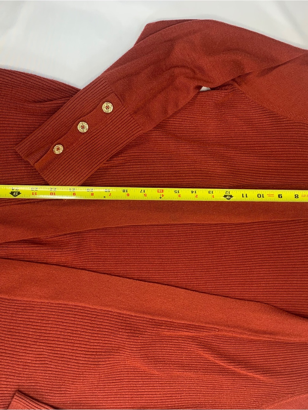 Calvin Klein Rust Open-Front Ribbed Cardigan - Picture 5 of 6